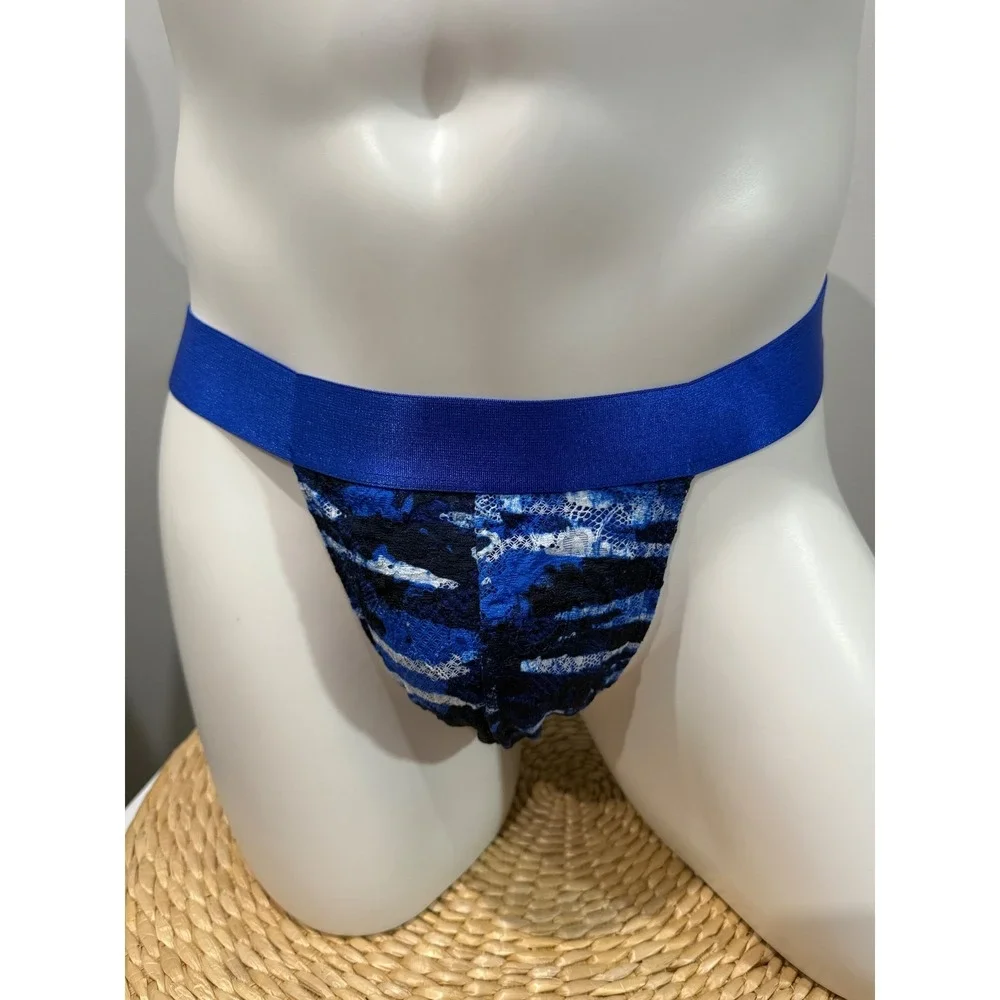 Cosabella Never Say Never Jock Strap Men's Lace Underwear Blue Print size M